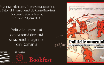 Prezentare carte Politicile umorului de extremă dreaptă și războiul imaginilor din România, la scenă deschisă, la Bookfest București 2023, în prezența autorilor 